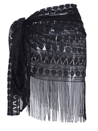Thumbnail for Women's hollow beach lace fringed cover-up skirt