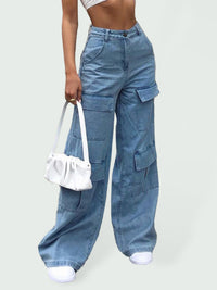 Thumbnail for Multi-pocket High Waist Cargo Denim Jeans