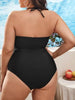 Full Size Halter Neck Backless One-Piece Swimsuit