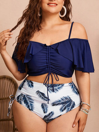 Full Size Women-Drawstring Ruffle Bikini