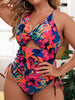 Plus Size Printed Push-up Hollow One-Piece Swimsuit
