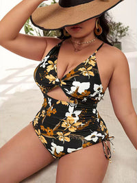Thumbnail for Plus Size Printed Push-up Hollow One-Piece Swimsuit