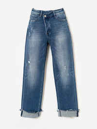 Thumbnail for Women's High Waist Irregular Button Jeans
