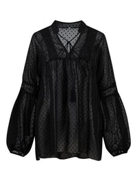 Thumbnail for Chiffon Stitching Lace Loose Balloon Sleeve Top