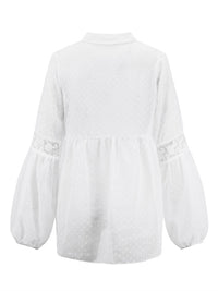 Thumbnail for Chiffon Stitching Lace Loose Balloon Sleeve Top