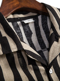 Thumbnail for Men's Stripe Print Short Sleeve Button-Up Shirt