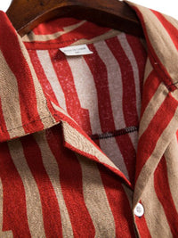 Thumbnail for Men's Stripe Print Short Sleeve Button-Up Shirt
