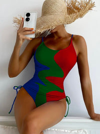 Thumbnail for Colorblock Drawstring One-Piece Swimsuit