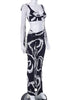 Women's Graffiti Print Crop Top + Ruched Split Skirt Set