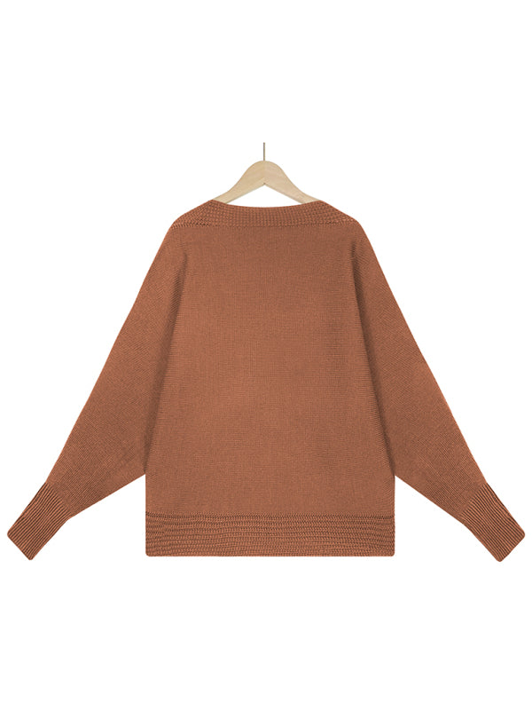 Dolman Sleeve V-Neck Loose Fit Sweater