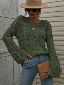 Bell Sleeve Hollow Knit Sweater