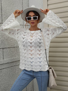 Bell Sleeve Hollow Knit Sweater