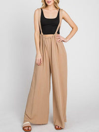 Thumbnail for Wide Leg Pleated Tie Overalls