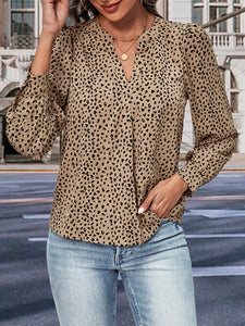 Leopard Print Long Sleeve Blouse
