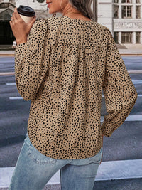 Thumbnail for Leopard Print Long Sleeve Blouse