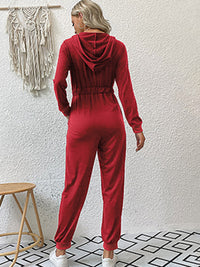 Thumbnail for Solid Color Casual Zip Up Jumpsuit