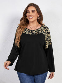 Thumbnail for Full Size Leopard Print Long Sleeve Round Neck Top