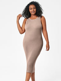 Thumbnail for Full Size Round Neck Ribbed Maxi Dress