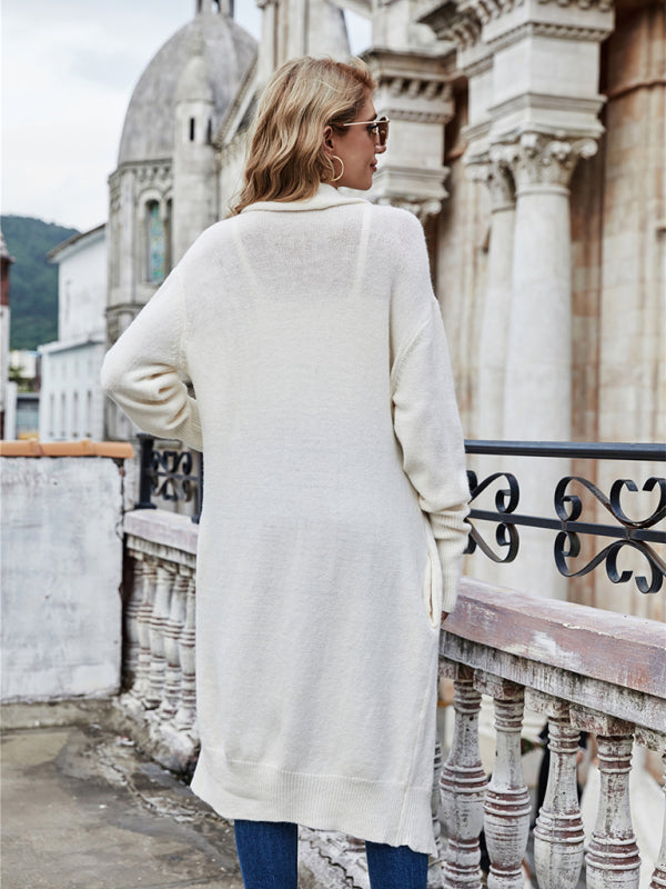 Open Front Long Knitted Cardigan