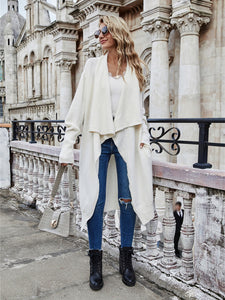 Open Front Long Knitted Cardigan