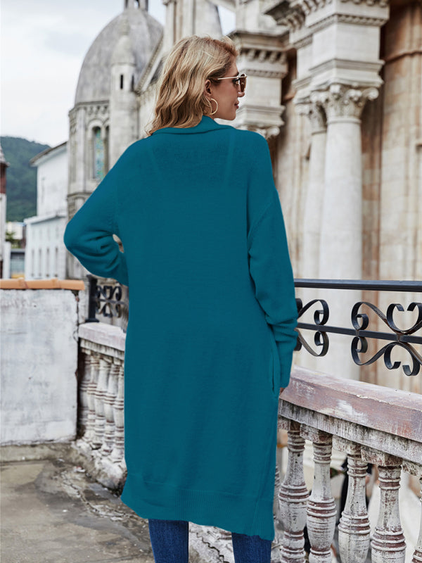 Open Front Long Knitted Cardigan