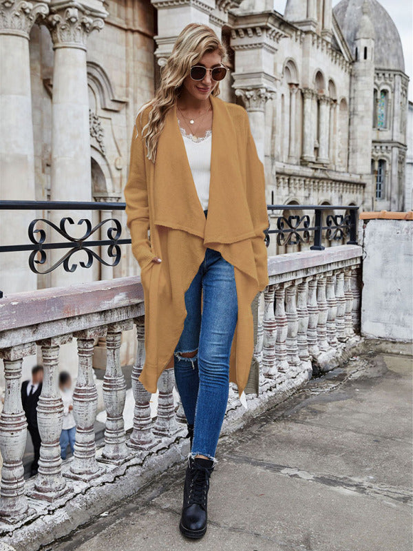 Open Front Long Knitted Cardigan