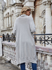Open Front Long Knitted Cardigan