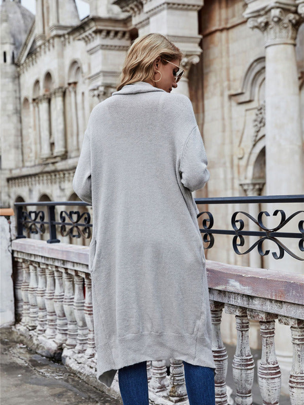 Open Front Long Knitted Cardigan