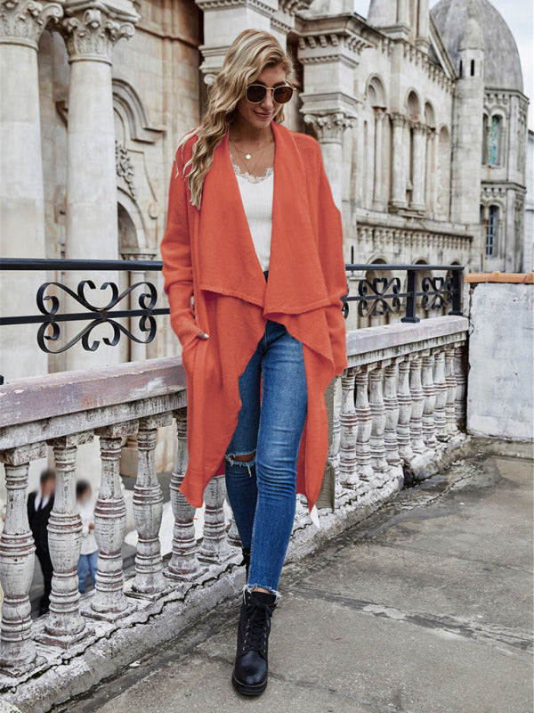 Open Front Long Knitted Cardigan