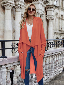 Open Front Long Knitted Cardigan