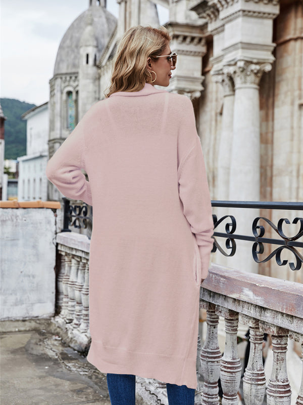 Open Front Long Knitted Cardigan