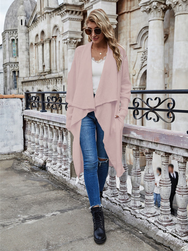 Open Front Long Knitted Cardigan