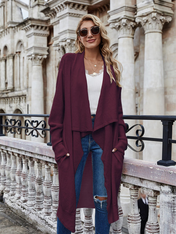 Open Front Long Knitted Cardigan