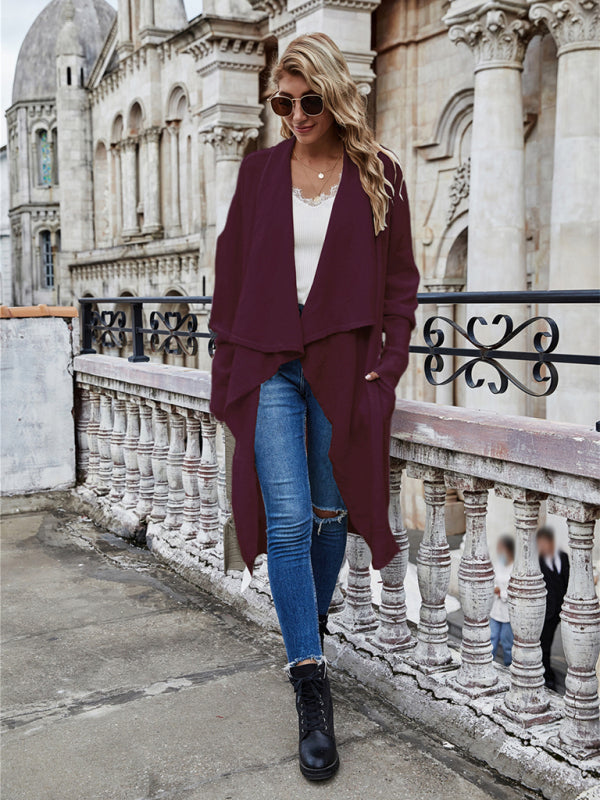 Open Front Long Knitted Cardigan