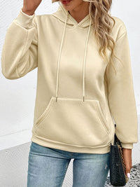 Thumbnail for Casual Long Sleeve Solid Color Hooded Sweatshirt