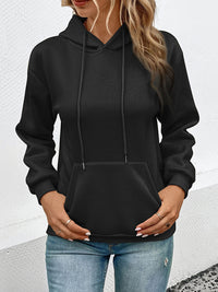 Thumbnail for Casual Long Sleeve Solid Color Hooded Sweatshirt