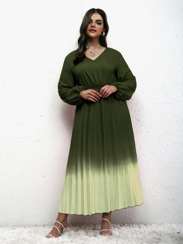 Plus Size Ombre Pleated Dress