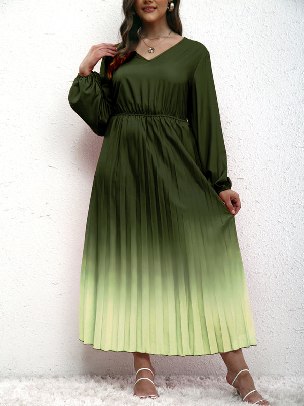 Plus Size Ombre Pleated Dress