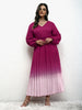 Plus Size Ombre Pleated Dress