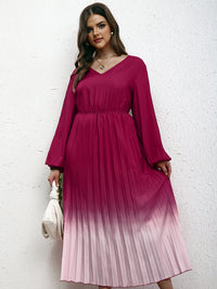 Thumbnail for Plus Size Ombre Pleated Dress
