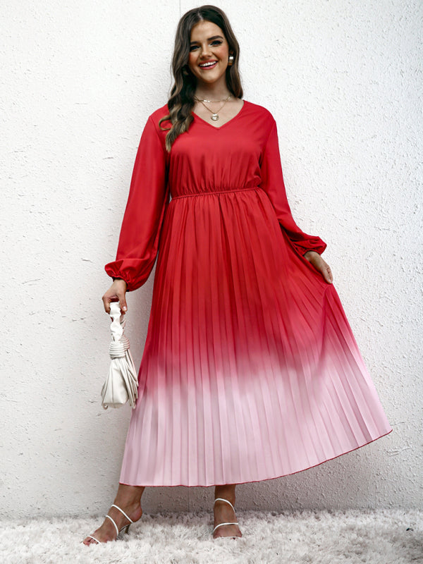 Plus Size Ombre Pleated Dress