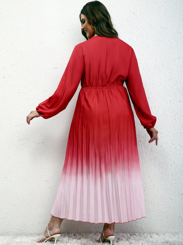 Plus Size Ombre Pleated Dress
