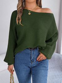 Thumbnail for Loos Fit Solid Color Bat Sleeve Sweater
