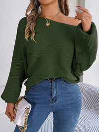 Thumbnail for Loos Fit Solid Color Bat Sleeve Sweater
