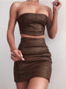 PU Leather Tube Top+Skirt Set