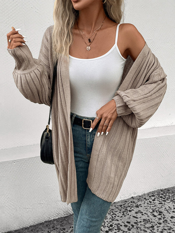 Women's Open Front Solid Color Cardigan