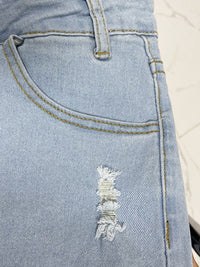 Thumbnail for Distressed High Waist Button Skinny Jeans