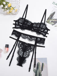 Thumbnail for Lace Hollow Suspender Lingerie Set