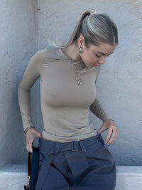 Thumbnail for Round Neck Solid Color Long Sleeve T-Shirt