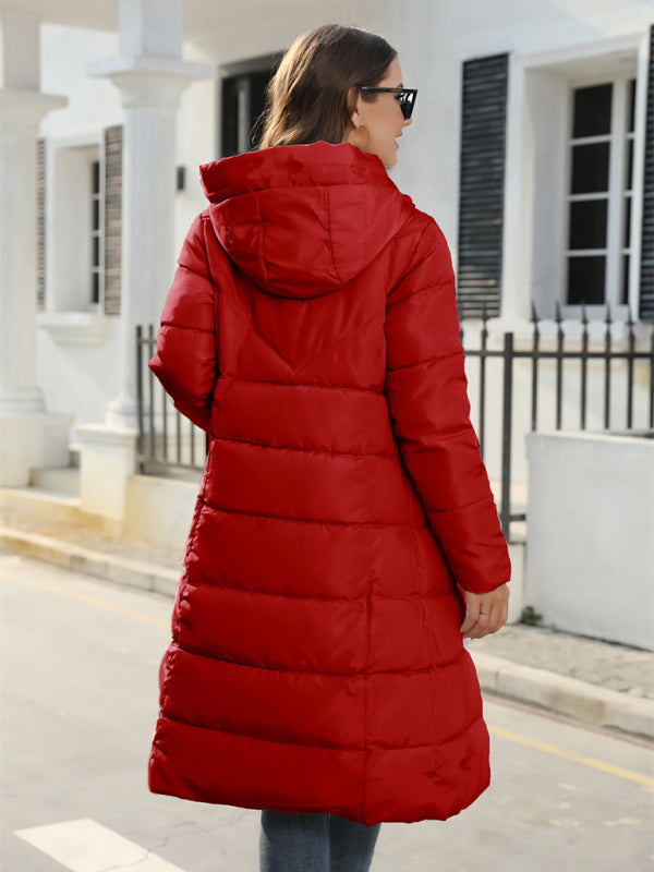 Full Size Women's Solid Color Long Puffer Coat